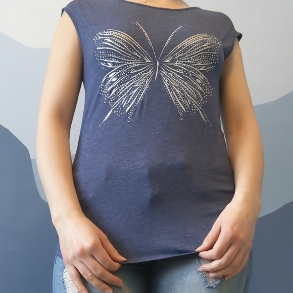 Navy Butterfly Shirt - Picture 1 of 4